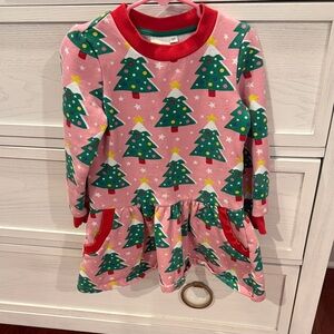 Mini Boden Red and Green Holiday Dress